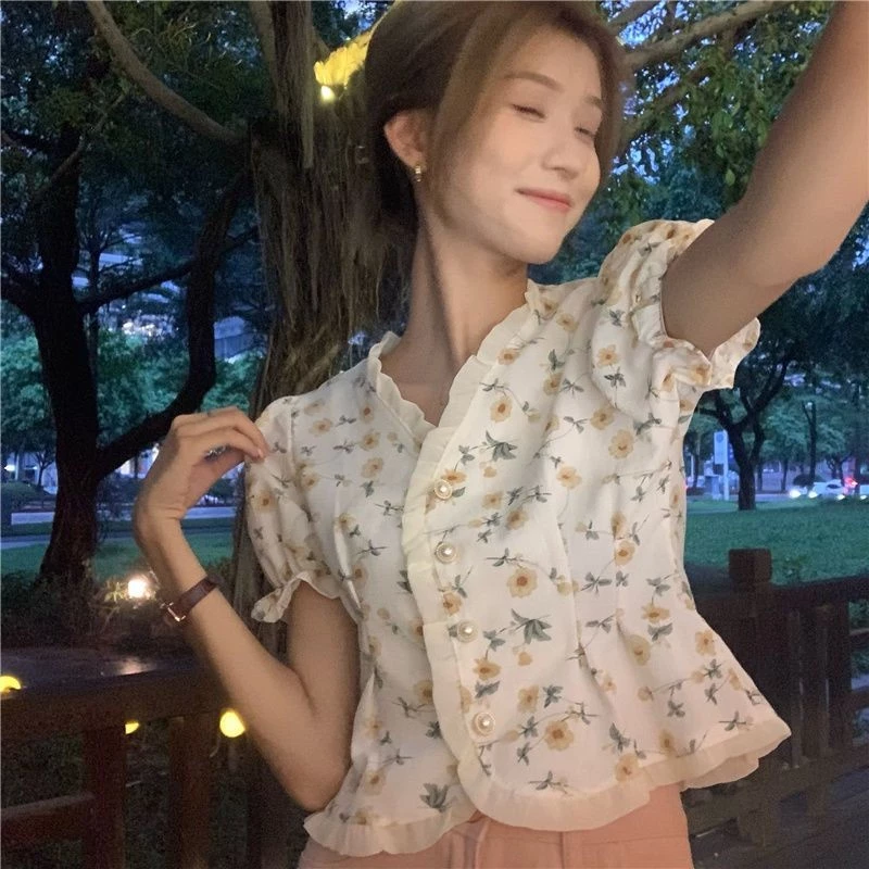 Veewink เสื้อเชิ้ตลายดอกไม้ แขนสั้น ผู้หญิง thumbnail 8