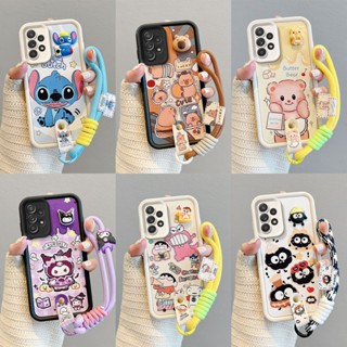 เคส SAMSUNG A53 A33 A23 หนังการ์ตูนปักหมุดเชือกโทรศัพท์กรณี