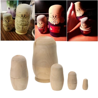 ชุด5ชิ้น ตุ๊กตาไม้เปล่า DIY ทำตุ๊กตารัสเซียเอง ของเล่นงานฝีมือสําหรับเด็กmatrioska