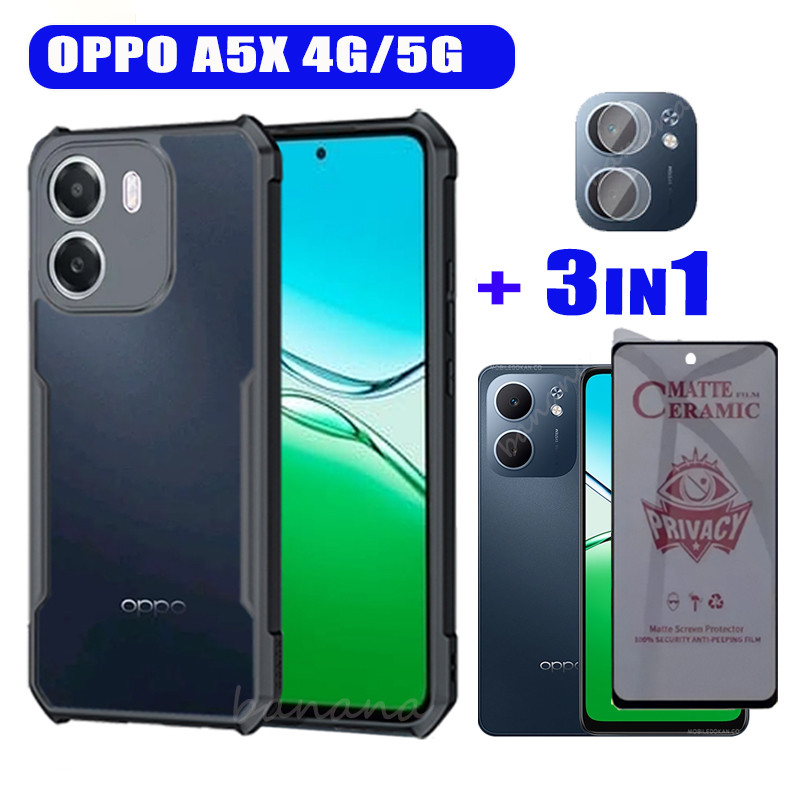 สําหรับ OPPO A5X กันกระแทกเคสโทรศัพท์ OPPO A5 Pro A5i A3X Anti-peeping กระจกนิรภัยป้องกันหน้าจอ + เล