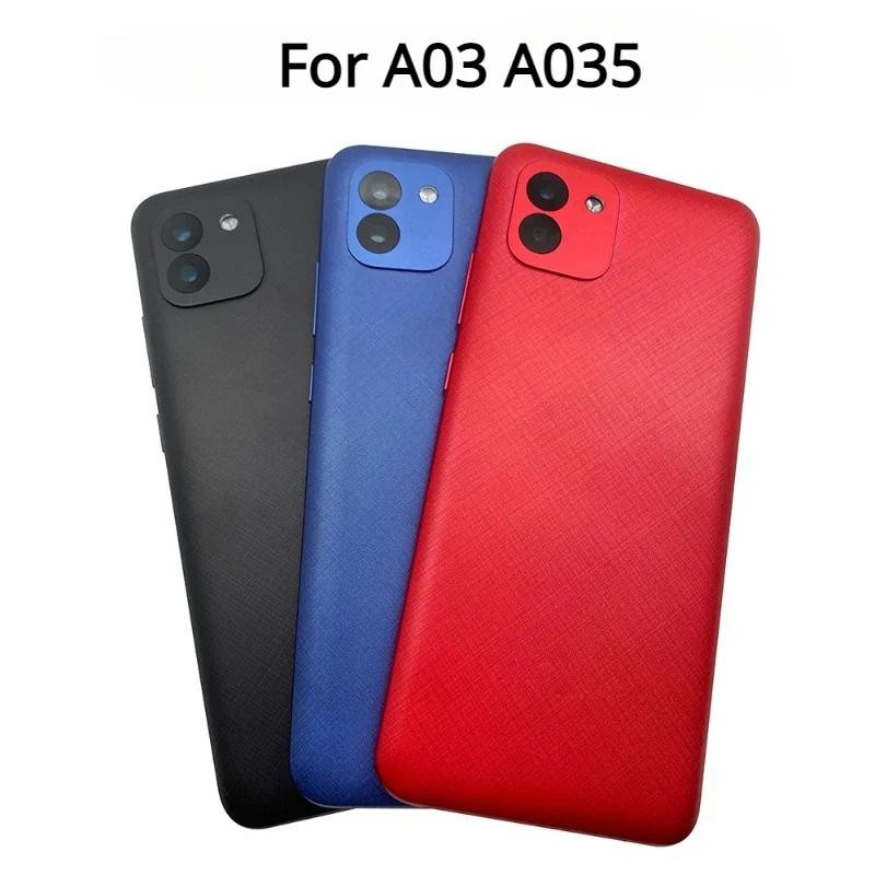 สําหรับ Samsung Galaxy A03 A035 SM-A035F SM-A035F/DS แบตเตอรี่ด้านหลังประตูพร้อมเลนส์กล้อง + ปุ่มกุญ