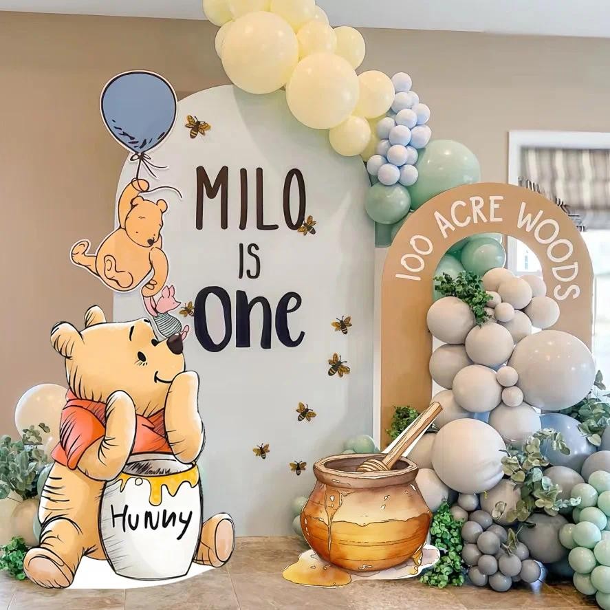 36/24/18INCH ตุ๊กตาหมีกระดาษแข็ง Cutouts หมีสีเหลือง Pooh KT Board สําหรับหมีวันเกิดเราสามารถอ่านฉากอาบน้ําเด็ก