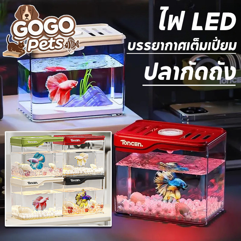 COD ตู้ปลา โหลปลาหางนกยูง โหลปลากัด สามารถจับคู่กับไฟ LED เหมาะสำหรับเลี้ยงปลากัด มี3สีให