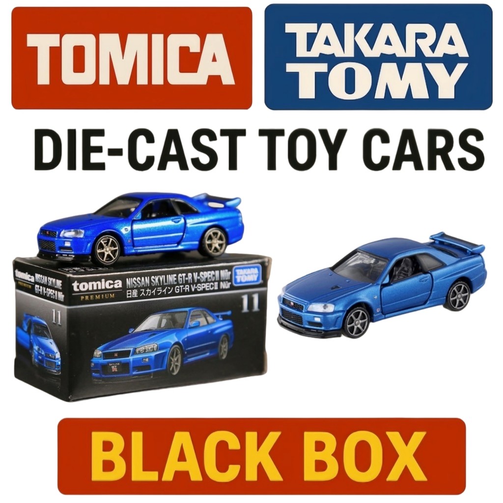 Tomica Nissan Skyline GT-R R34 Blue 1:64 โมเดลรถเหล็ก – ของเล่นสะสม JDM ของแท้สําหรับเด็กและผู้ที่ชื่นชอบ