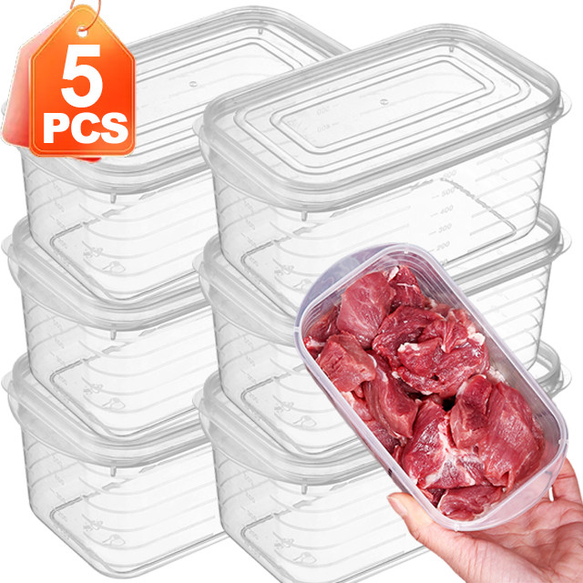 1/3/5PCS กล่องถนอมตู้เย็น - ครัวผักเก็บ Crisper - ตู้เย็นผลไม้ Organizer พร้อมฝาปิด - 700ml อาหารสดคอนเทนเนอร์
