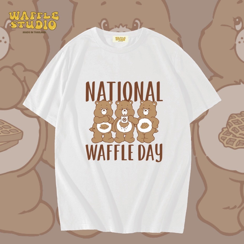 WS0077 เสื้อยืดขนาดใหญ่ Cotton1 Carebear WAFFLE STUDIO