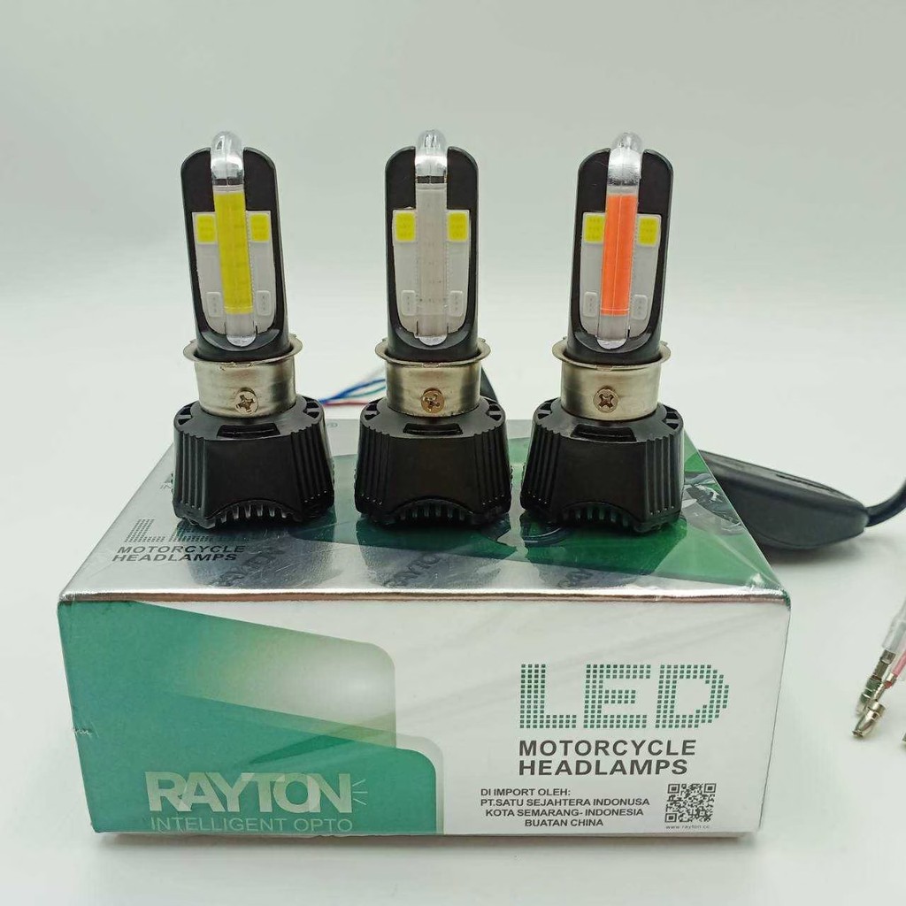 ไฟหน้ารถจักรยานยนต์ LED 6ชิป RTD แสงขาว/ฟ้า ไฟขาว/ฟ้า 1หลอด (0138)