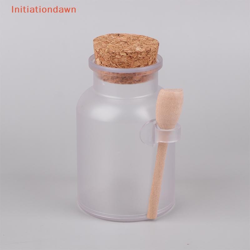 [Initiationdawn] 100-300g รีฟิล Frosted Seal Jar พร้อมช้อนไม้เกลืออาบน้ํา ABS ขวด Soft Cork Storage Stopper คอนเทนเนอร์เดินทางที่ว่างเปล่า