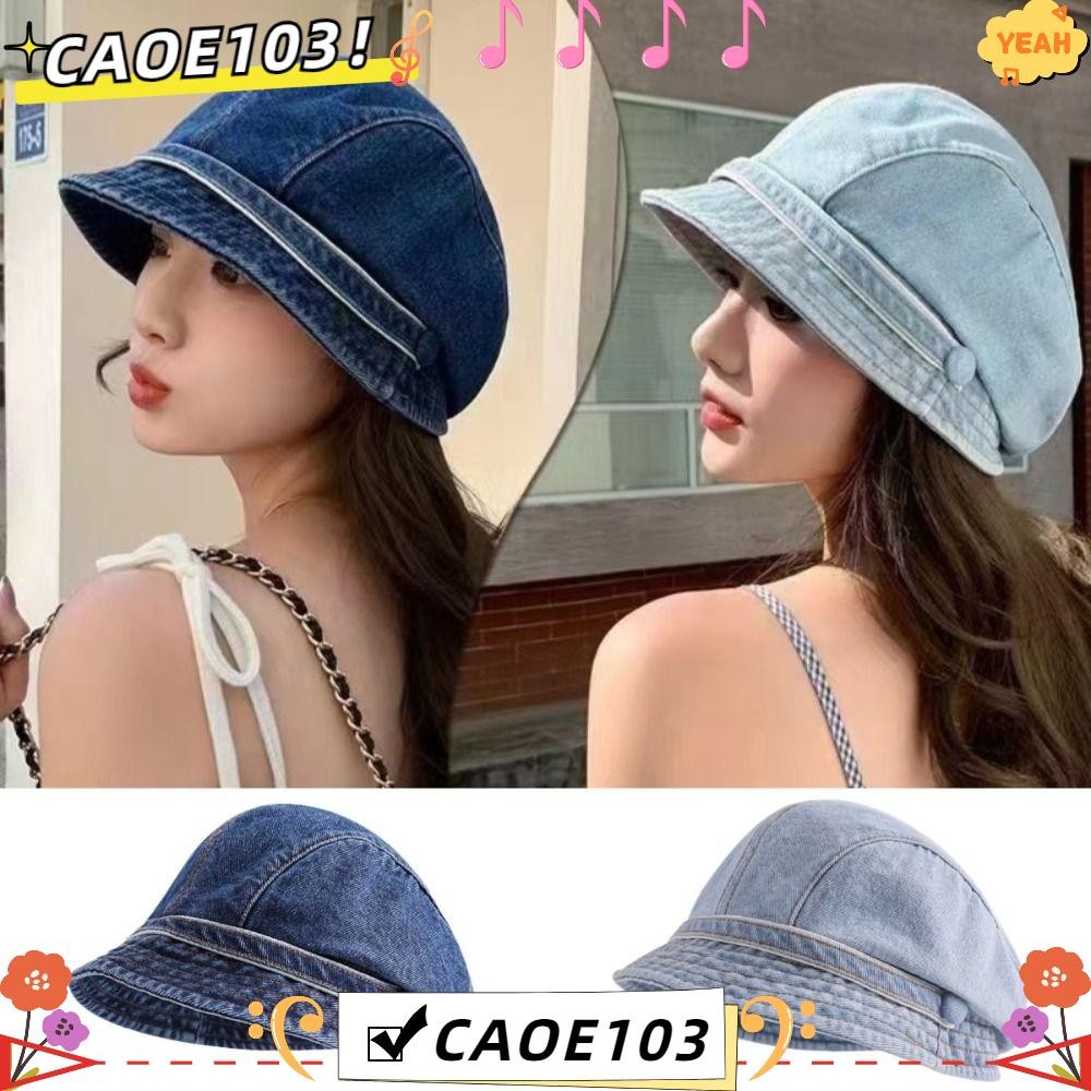 Caoe103หมวกชาวประมง,หมวกลิ้นเป็ดต้านทานความเย็นย้อนยุค,ความอบอุ่นหวานหมวกถังสีทึบแสงอัลตร้าฤดูร้อน