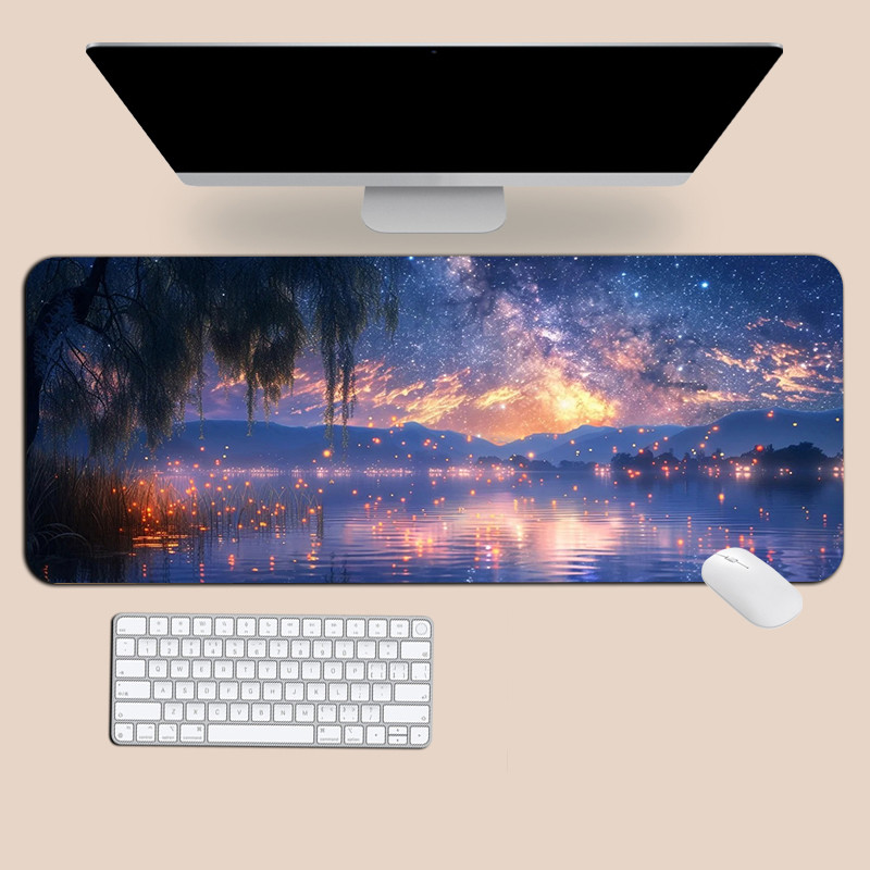 แผ่นรองเมาส์ทิวทัศน์ท้องฟ้าเต็มไปด้วยดวงดาวขนาดใหญ่ที่กําหนดเองล็อคขอบโต๊ะคอมพิวเตอร์เสื่อมูลค่าสูงโต๊ะทํางาน ม แผ่นรองเมาส์ - รูปที่ 7