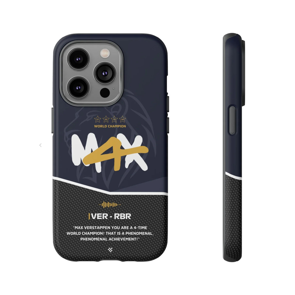 Max VERSTAPPEN F1 2024 WORLD CHAMPION เคสโทรศัพท์สําหรับ iPhone15ProMax 14Pro 13 12 XSMAX 13mini 8PLUS 2in1 เคสแข็งเคลือบเงา