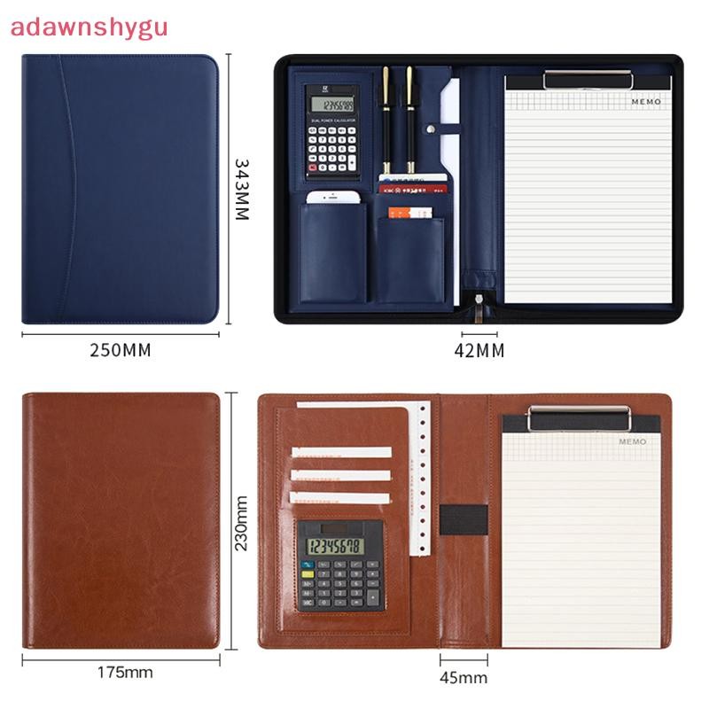Adagu A4/A5 หนัง Portfolio สําหรับเอกสารกระเป๋าซิปพร้อมเครื่องคิดเลขปากกา Man เขียนกระเป๋าเอกสารสํานักงาน TH - รูปที่ 3