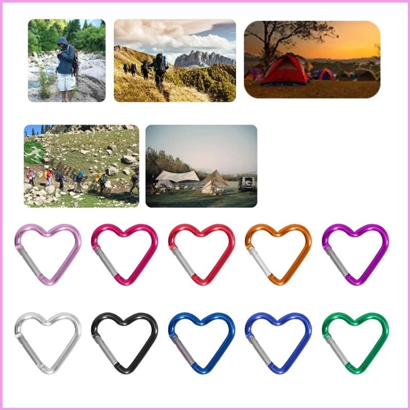 Cinn Heart Shaped Carabiner คลิปอลูมิเนียมพวงกุญแจคลิปสปริง Snap Hook Camping กระเป๋าเป้สะพายหลังคลิป Heavy Duty Carabin