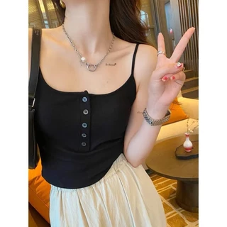 เสื้อสายเดี่ยว เข้ารูป ผ้าร่อง X08 สายยาว กระดุมใช้งานได้ทุกเม็ด สีพื้น ใส่สบาย มีฟองน้ำเย็บติด พร้อมจัดส่ง