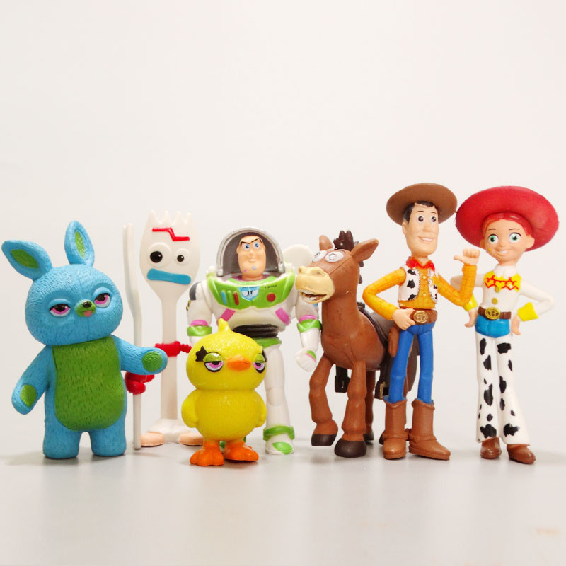 7 ชิ้น/เซ็ต 4 ซม.-7 ซม.ของเล่น Story 4 Woody Buzz Lightyear Action Figure อะนิเมะตกแต่งคอลเลกชันตุ๊กตาของเล่นสําหรับเด็ก