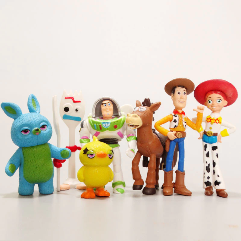 7 ชิ้น/เซ็ต 4 ซม.-7 ซม.ของเล่น Story 4 Woody Buzz Lightyear Action Figure อะนิเมะตกแต่งคอลเลกชันตุ๊กตาของเล่นสําหรับเด็ก