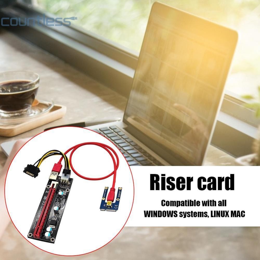 Usb 3.0 Mini PCIE Riser SATA 16X PCIE PC อะแดปเตอร์การ์ดสายไฟ (6 พิน) *Z [counterless.th]