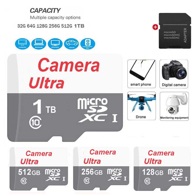 Micro SD Class10 TF card 1TB 32GB 64GB 128GB 256GB 512GB 1TB การ์ดหน่วยความจําสําหรับโทรศัพท์ samrt PC กล้อง