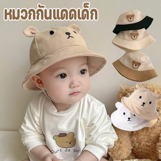 พร้อมส่ง หมวกกันแดดเด็ก หมวกชาวประมง ลําลอง ลายหมีน้อยน่ารัก หมวกตาข่ายระบายอากาศสำหรับเด็กชายและเด็กหญิง