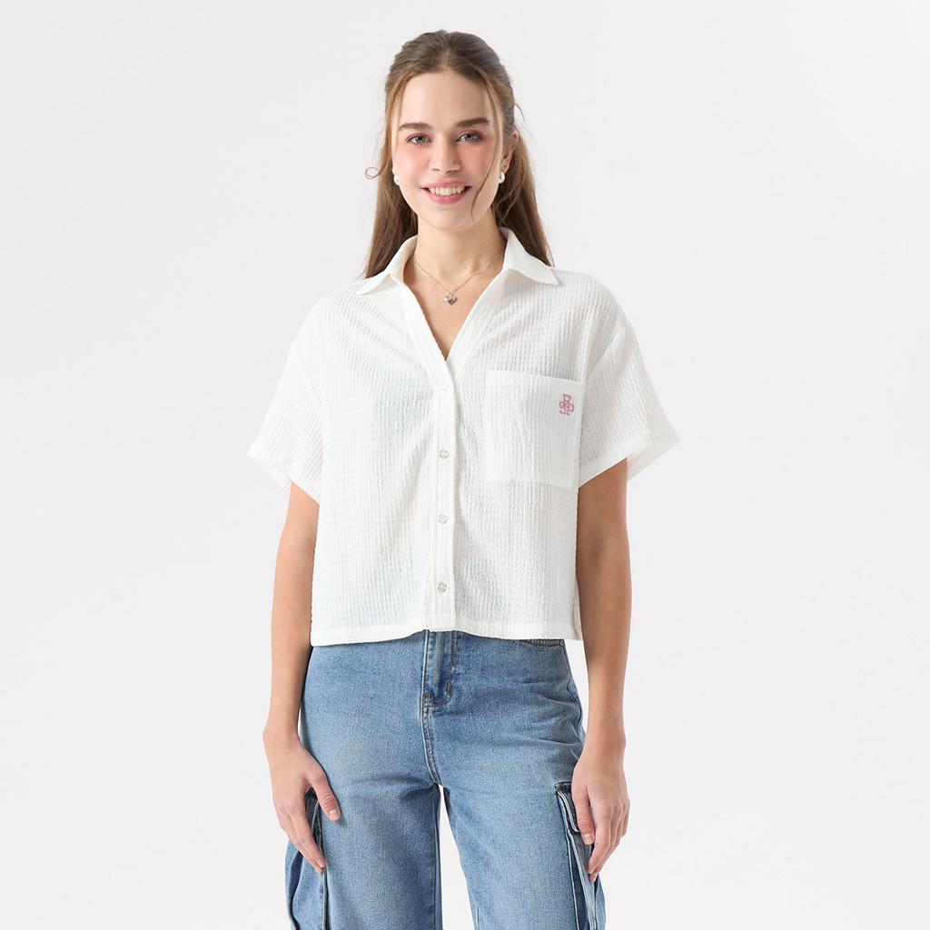 ESP เสื้อเชิ้ตแขนสั้น ผู้หญิง สีขาว | Short Sleeve Shirt | 06287