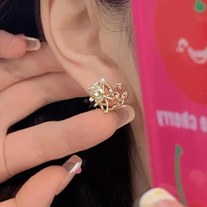 Colorfield  ประดับโบว์ ต่างหู รักต่างหูผู้หญิงเรียบง่ายแสงหรูหราเฉพาะต่างหูรูปหัวใจต่างหูออกแบบเฉพาะต่างหู - รูปที่ 4