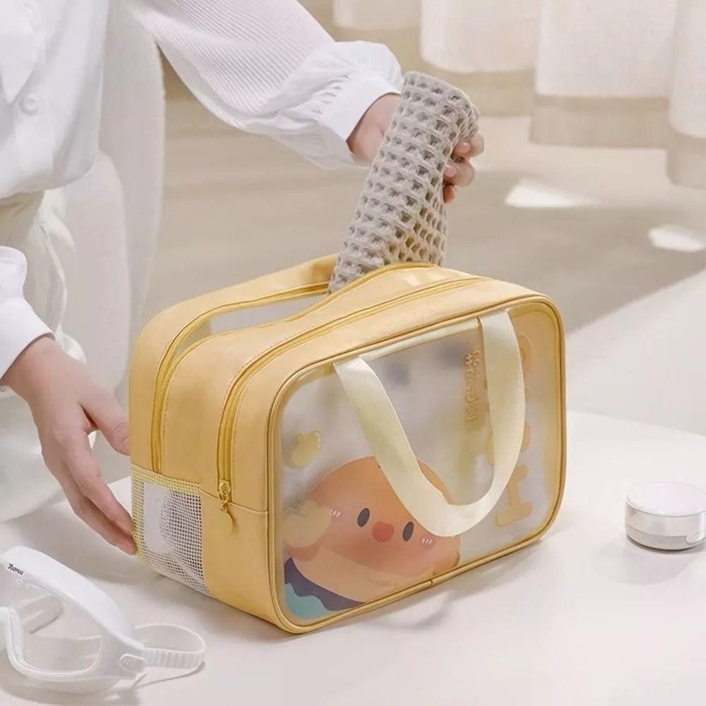 UUMIR กระเป๋าเครื่องสำอางการ์ตูน กระเป๋าเก็บของแบบใส ความจุขนาดใหญ่ กระเป๋าชายหาด PVC มีซิป กันน้ำ - รูปที่ 7