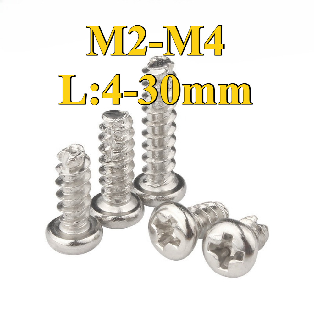 PT 304 สแตนเลสหัวกลมตัดหางแตะตัวเอง M2/M2.3/M2.6/M3M3.5/M4 * L4-30mm (DM) (Y20) (x20)