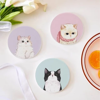 1 PC ถ้วยแมว Coaster การ์ตูนน่ารัก Anti Scalding ความร้อนฉนวนกันความร้อนบนโต๊ะอาหาร Decor Table Decor