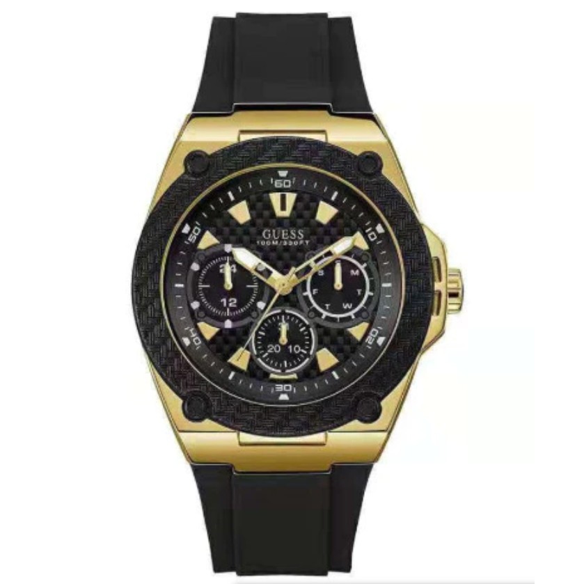 พร้อมสต็อก ！GUESS Legacy Quartz Black Dial Men's Watch W1049G5 45mm
