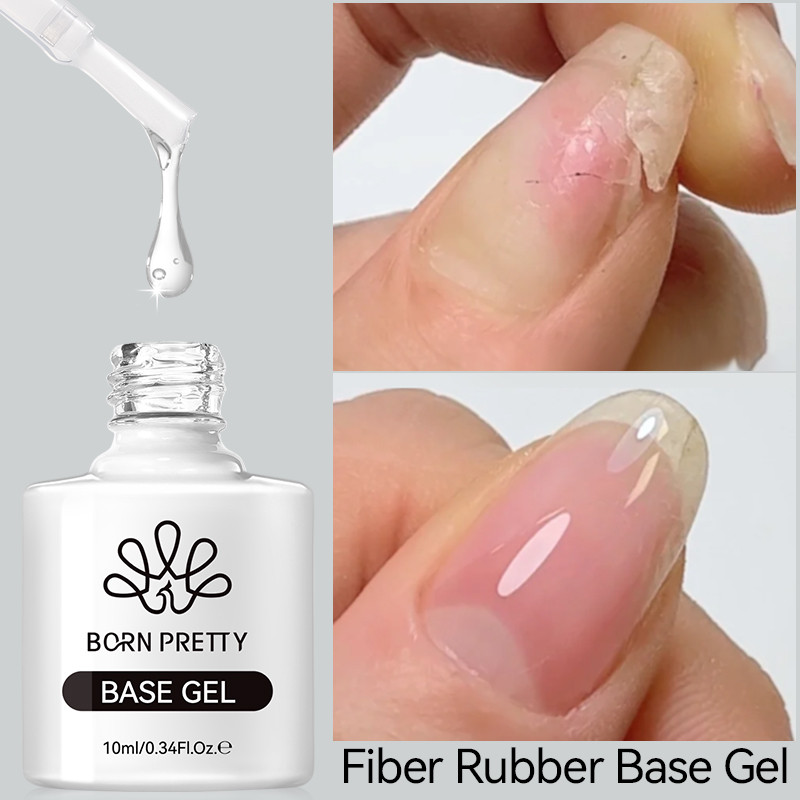 BORN PRETTY 10ml ไฟเบอร์ยางฐานเจลสําหรับเล็บหักซ่อมไฟเบอร์กลาส Clear Quick Building Soak Off UV Construction เจลเคลือบเงา