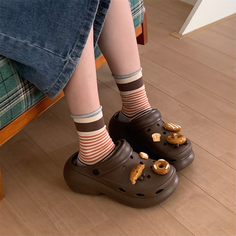 XIXITIAO หนา Soled รองเท้าแตะเพิ่มความสูงรองเท้าแตะ EVA สบายสุภาพสตรีน่ารักสไตล์ใหม่รองเท้าแตะชายหาดฤดูร้อน