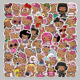 สติ๊กเกอร์ Hello Kitty สีดํา 50 ชิ้น - สติ๊กเกอร์กราฟฟิตีสร้างสรรค์สําหรับวารสาร, PC & ขวดน้ํา