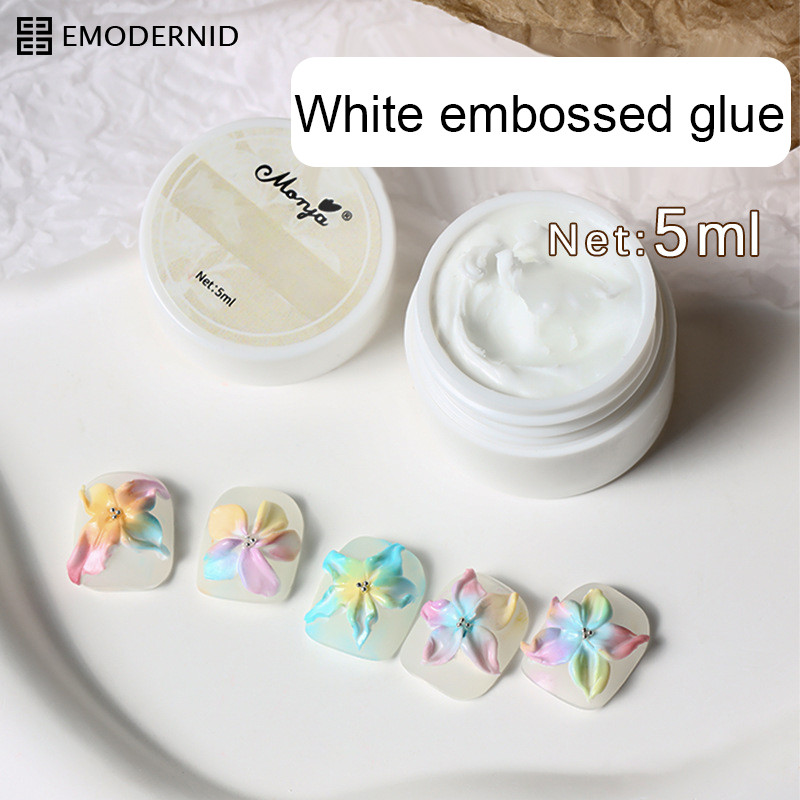 Monja 5ml เล็บเจลประติมากรรม 3D Embossment ไม่มีเช็ด มือแกะสลักเจลภาพวาด UV เจลเล็บเครื่องมือ-em