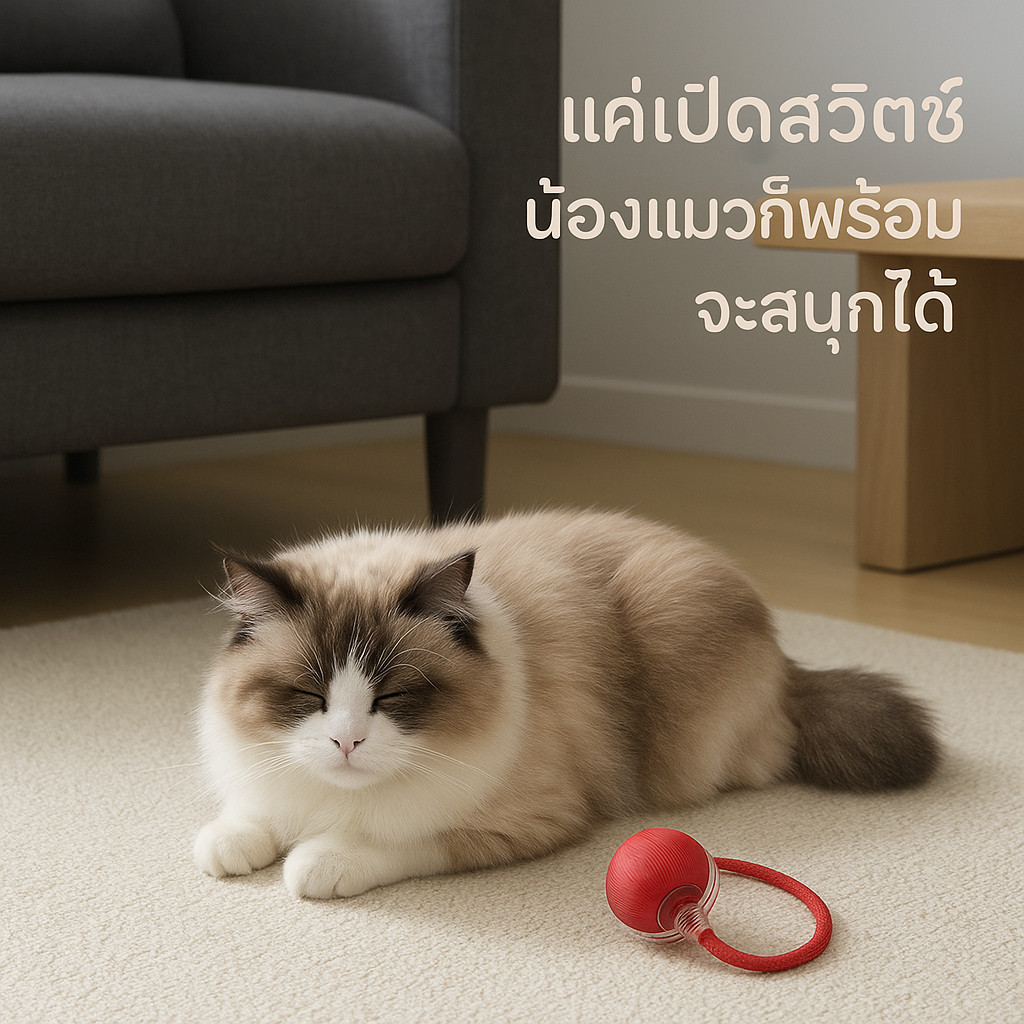 ของเล่นแมว ปรับโหมดได้ ลูกบอลอัตโนมัติ ลูกบอลแมว กลิ้งเองได้ OT-OY