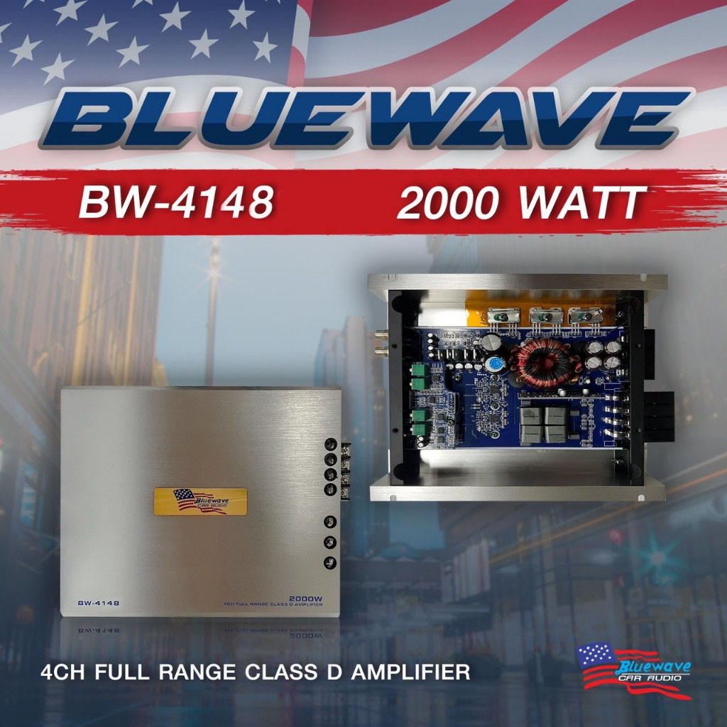 เพาเวอร์แอมป์ Class D 4ch BLUEWAVE รุ่น BW-4148 U.S.A ดีไซน์เล็กกะทัดรัดติดตั้งง่าย