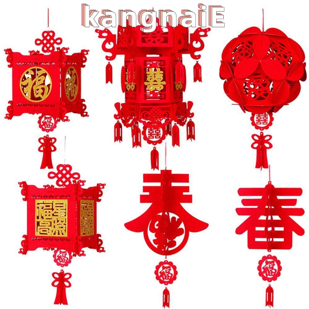Kangnai โคมไฟสีแดงเทศกาลฤดูใบไม้ผลิจีนกันน้ํา Golden Fu ตัวอักษรแขวนเครื่องประดับ