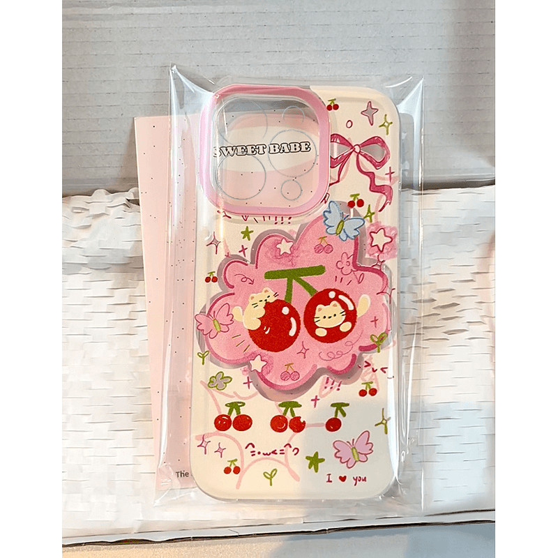🔥SUN🔥ตัวเรือนการ์ตูนเชอร์รี่โบว์น่ารักเข้ากันได้กับ เคสไอโฟน iPhone17 16 11 12 13 14 15 Pro Max XR XSMax 12 7 8 Plus เคส