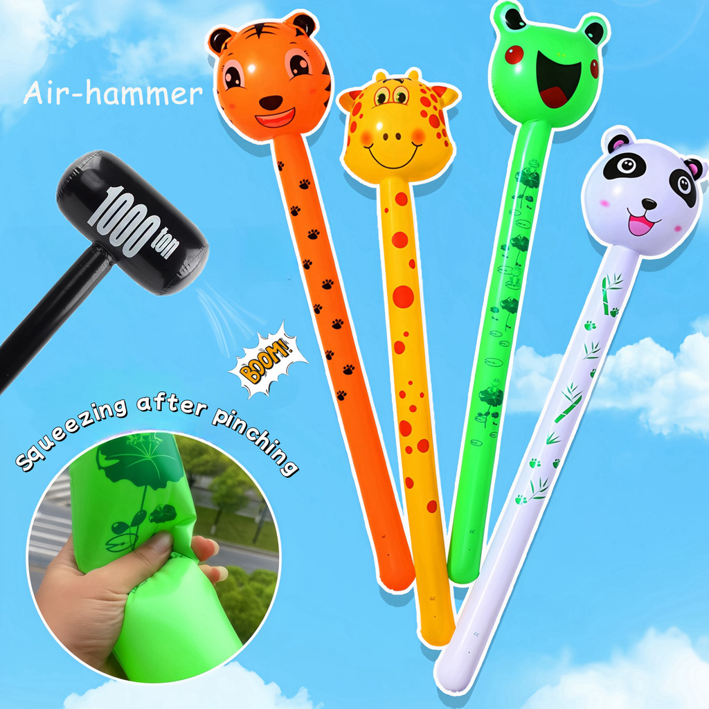 การ์ตูนการ์ตูน PVC Inflatable ของเล่นสัตว์น่ารัก Strike Long Stick ค้อนเป่าลมสีดํา YL282