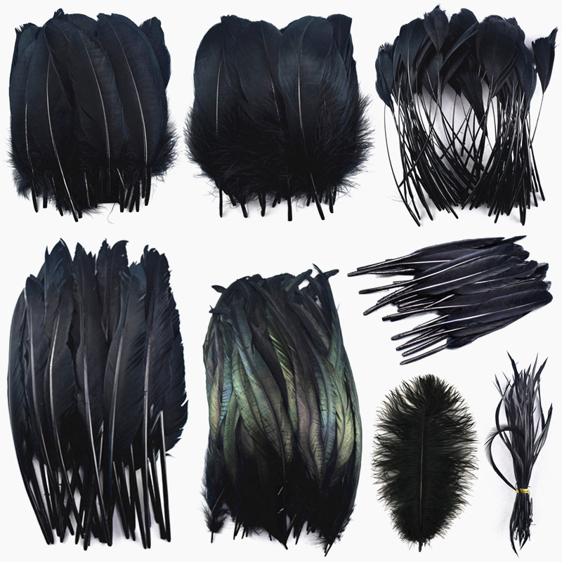 20 ชิ้น/ล็อตย้อมขนนกสีดําไก่ห่านไก่ฟ้าขนนกสําหรับงานฝีมือเครื่องประดับทําเป็ดขนาดเล็ก Marabou ตุรกีไก่ Feather งานแต่งงานตกแต่งหัตถกรรมอุปกรณ์ Plumes