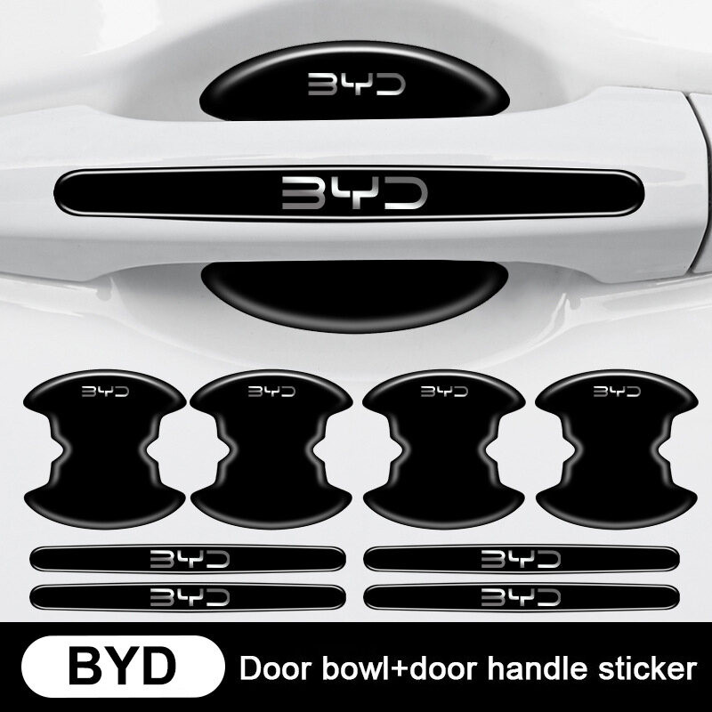 4/8 ชิ้นรถป้องกันการชนกันแถบโลหะมือจับประตูป้องกันเหมาะสําหรับ BYD atto 3 Atto3 ปลาโลมาซีล F3 F0 S6 กันน้ํา, ป้องกันรอยขีดข่วนและทนต่อการสึกหรอประตูชามจับ