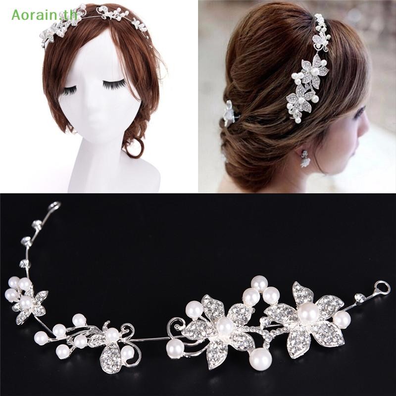 # Anth Beauty# ใหม่คริสตัล Rhinestone Pearl Silver งานแต่งงาน Tiara เจ้าสาวกิ๊บ.