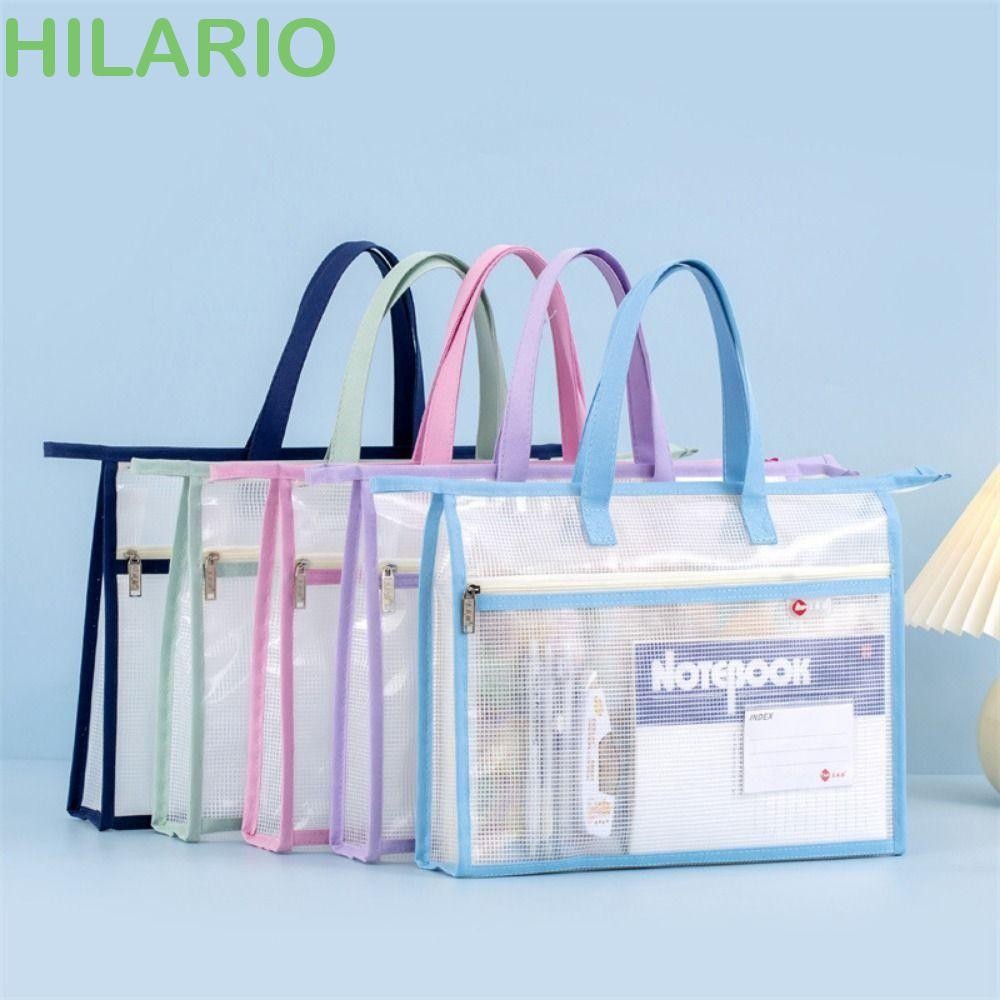 กระเป๋าซิป HILARIO,หนากันน้ํา A3/A4 ถุงเก็บไฟล์, ใช้งานได้จริงพร้อมที่จับขนาดใหญ่ความจุ Multi-layer ข้อมูลกระเป๋าเอกสารกระเป๋าเก็บหนังสือ