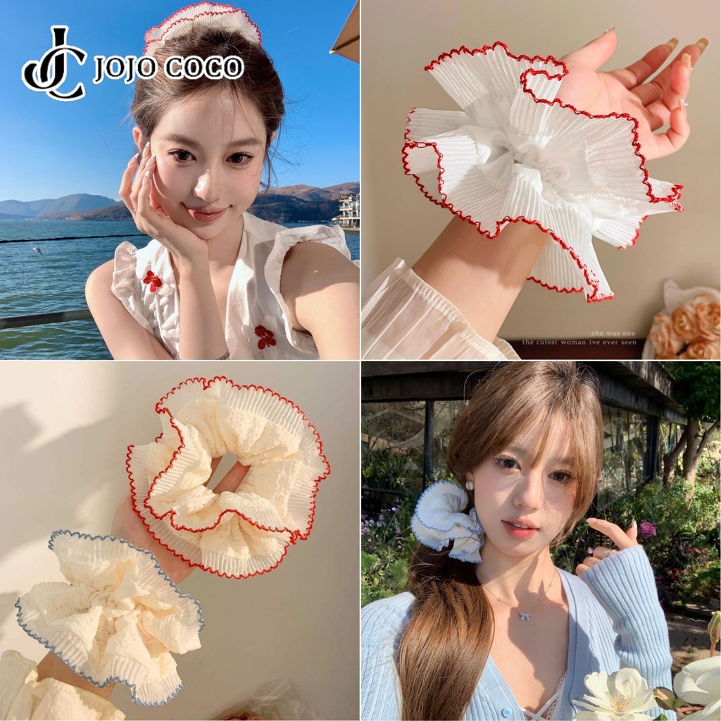 Jojo COCO ยางรัดผมลูกไม้สีขาวสวยเครื่องประดับผม