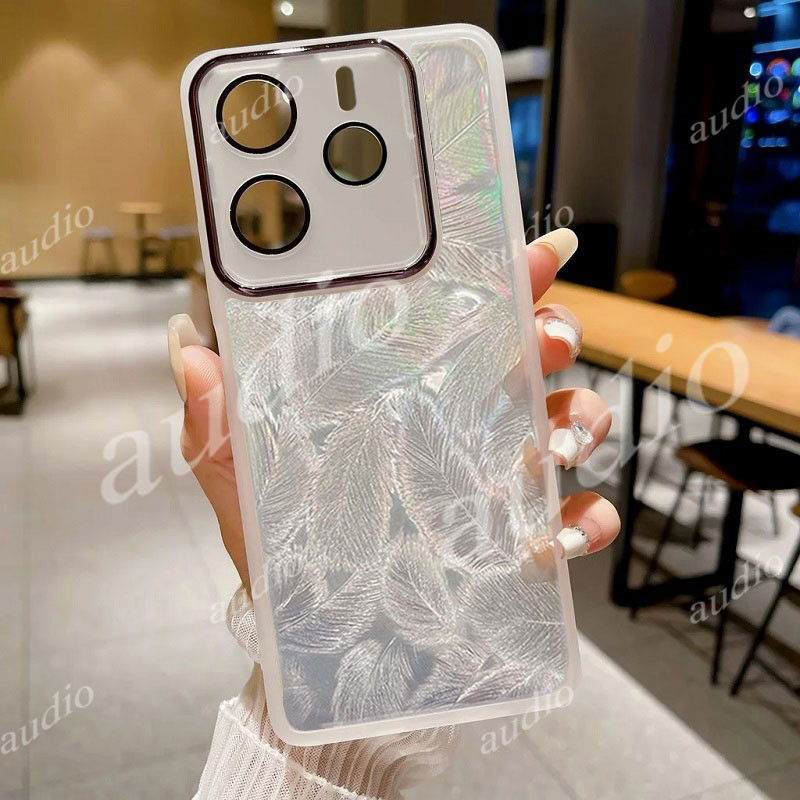 Realme 14 14t 5Gเลเซอร์Feather Glitterเคสโทรศัพท์สําหรับRealme 14 14t Realme14 Realme14T 5Gพร้อมเลนส