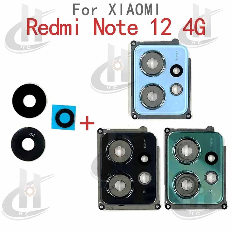 สําหรับ Xiaomi Redmi หมายเหตุ 12 4G 23021RAAEG 23021RAA2Y ด้านหลังกล้องเลนส์แก้วพร้อมกรอบผู้ถือเปลี่ยนชิ้นส่วน