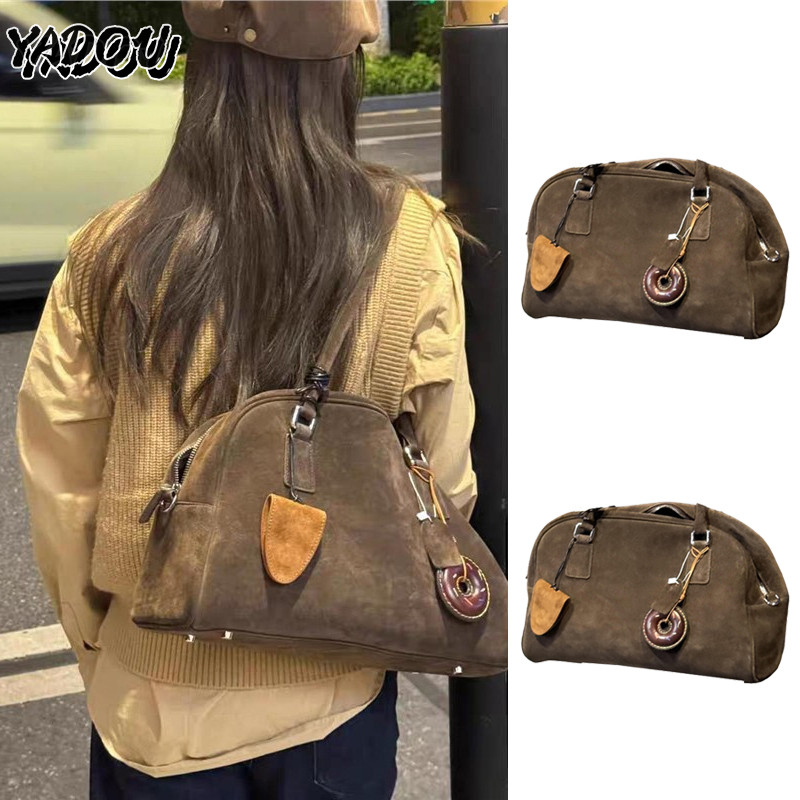 Yadou กระเป๋าโท้ทฝ้าความจุขนาดใหญ่กระเป๋าสะพายย้อนยุคฝรั่งเศส
