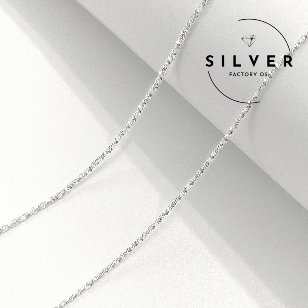 SFO 925 Silver Silver Simplistic สร้อยคองูบิดคลาสสิก Rantai Leher Perak 925