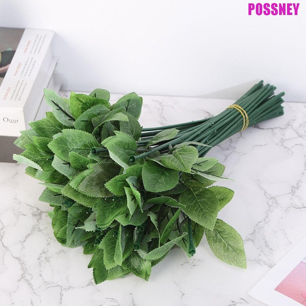 Possney ก้านดอกไม้ประดิษฐ์ดอกทานตะวันสีเขียว Leaf Florist อุปกรณ์เสริมตกแต่งบ้านงานแต่งงานวันวาเลนไทน์สาขาดอกไม้