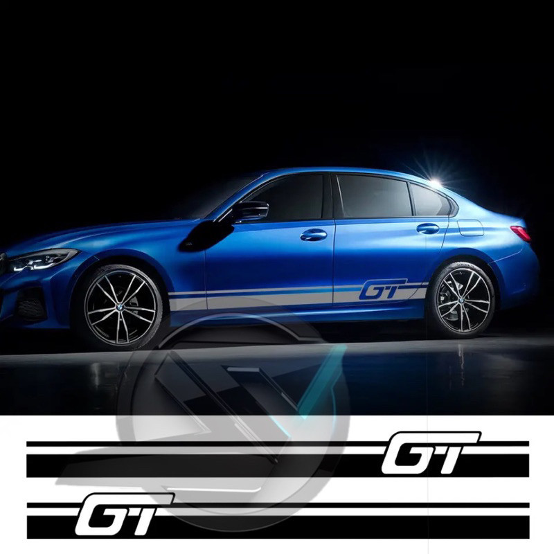 (Ready Stock) S1161# 2pcs GT Car Side Stickers For Audi BMW Ford Volkswagen VW Mercedes Toyota Vinyl