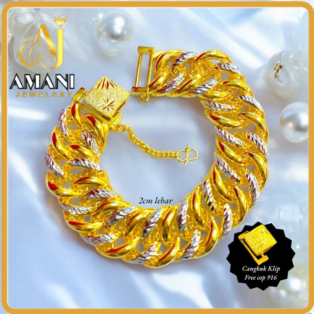 Gelang Tangan Design Fashion Coco Adira (LIPAN SERI) Emas Bangkok Titanium Bracelet ชุบทอง